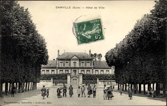 Postcard Damville Eure, City Hall