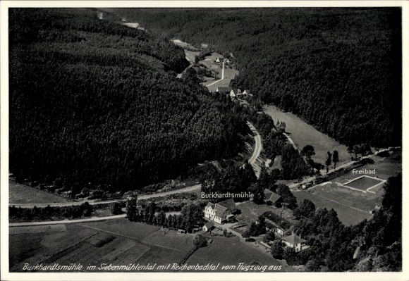 Postcard Waldenbuch in Württemberg, aerial photograph, Restaurant Burkhardtsmühle, Reichenbachtal
