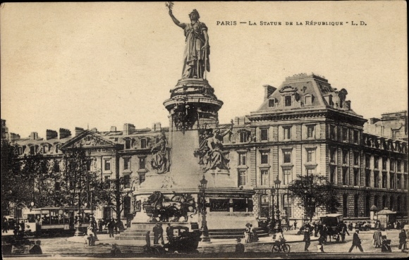 Ak Paris III, het standbeeld van de Republiek
