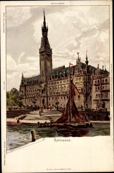 Artist Chromo-Litho Biese, C., Hamburg, town hall