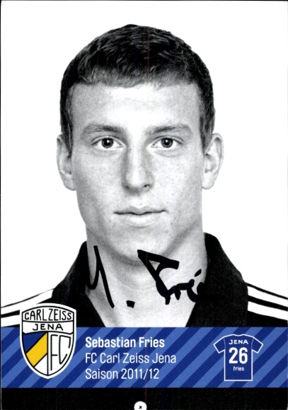 Autogrammkarte Fußballer Sebastian Fries, FC Carl Zeiss Jena, Autogramm