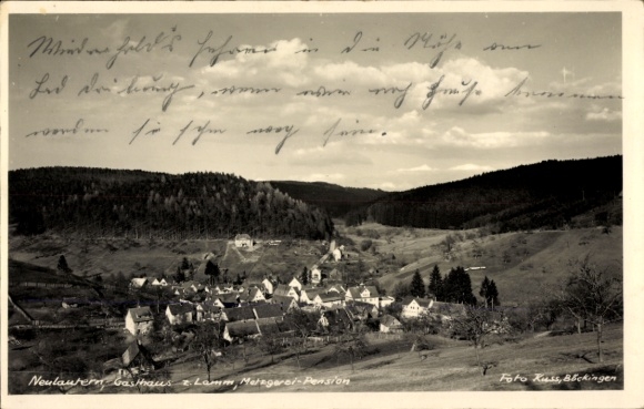 Photo Postcard Neulautern Wüstenrot in Württemberg, general view, Gasthaus zum Lamm, butcher shop, guesthouse
