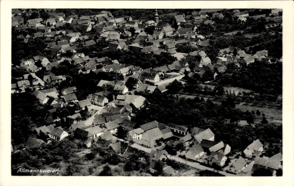 Ak Allmannsweier Schwanau in Baden, Fliegeraufnahme