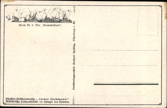 Artist Postcard Always Expert, Military Terms No. 4, Barrage, Soldiers