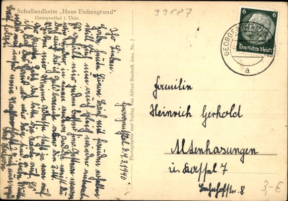 Postcard Georgenthal Thuringia, school camp Haus Eichengrund