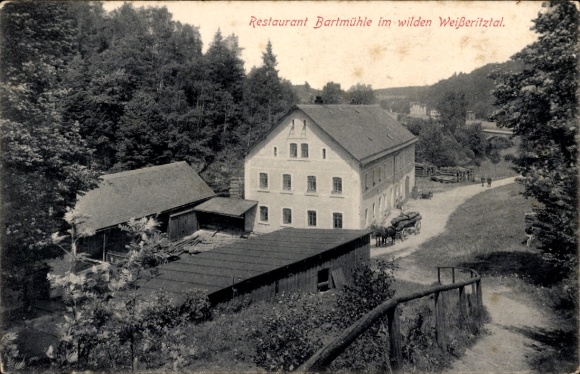 Postcard Edle Krone Klingenberg in the Ore Mountains, Restaurant Bartmühle in the wild Weißeritz Valley