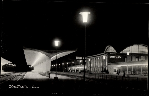 Postcard Constanța Konstanza Romania, train station