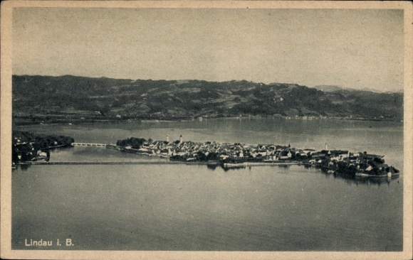 Postcard Lindau am Bodensee Swabia, town panorama