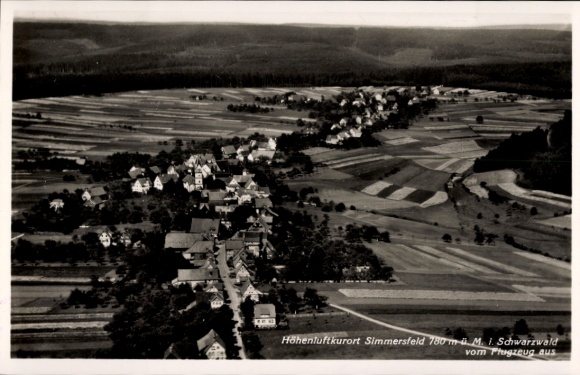 Postcard Simmersfeld in the Black Forest, aerial photograph of the mountain health resort, Black Forest, aircraft photograph