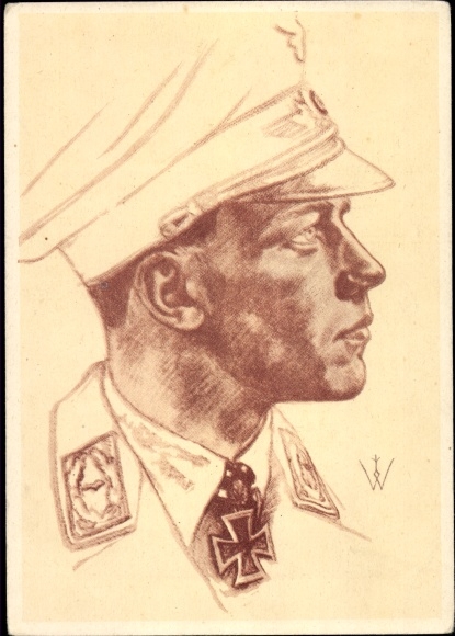 Kunstenaar ansichtkaart Willrich, majoor Wick, commodore van een jachteskader, VDA E 11, Luftwaffe II WW