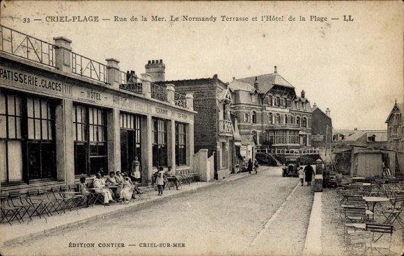 Ak Criel sur Mer Seine Maritime, Rue de la Mer, Normandy Terrace, Hotel de la Plage