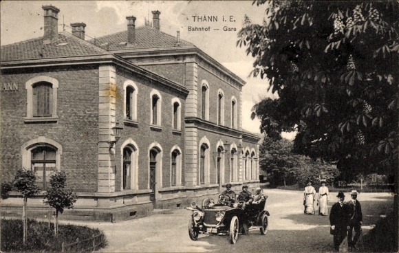 Ak Thann Elsass Haut Rhin, Bahnhof