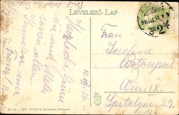Postcard Košice Kassa Košice Slovakia, Fö-utca alsoresze, tram, advertising pillar