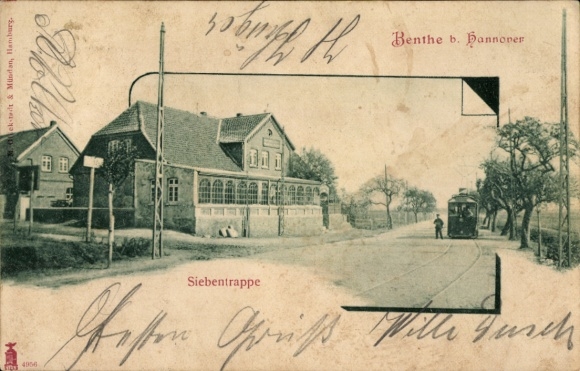 Ak Benthe Ronnenberg in Niedersachsen, Siebentrappe, Straßenbahn