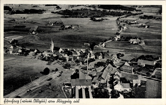 Postcard Eisenharz Argenbühl in Allgäu, aerial photograph