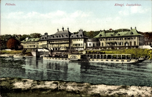 Postcard Dresden Pillnitz Elbe, Royal Pleasure Palace, Salon Steamer