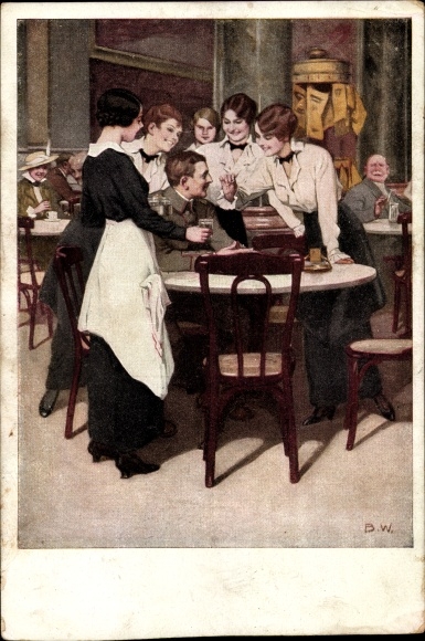 Artist PC Wennerberg, Bruno, The regular guest, soldier at the table, waitresses