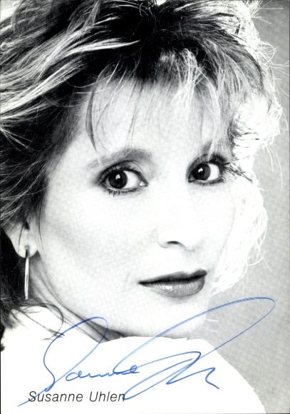 Postcard actress Susanne Uhlen, portrait, autograph