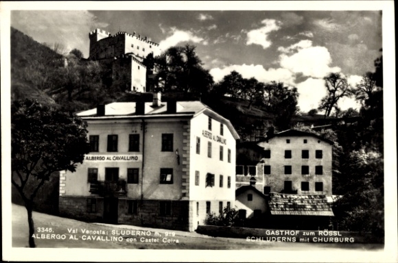Postcard Schluderns in Vinschgau South Tyrol, Chruburg, Gasthof zum Rössl