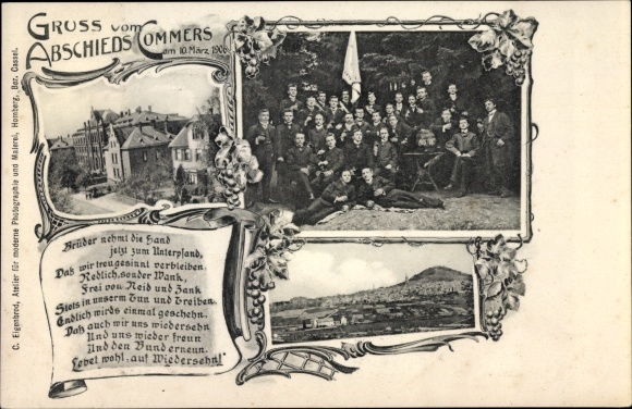 Studentika Postcard Homberg on the Efze in Hesse, greeting from the farewell Commers 1906