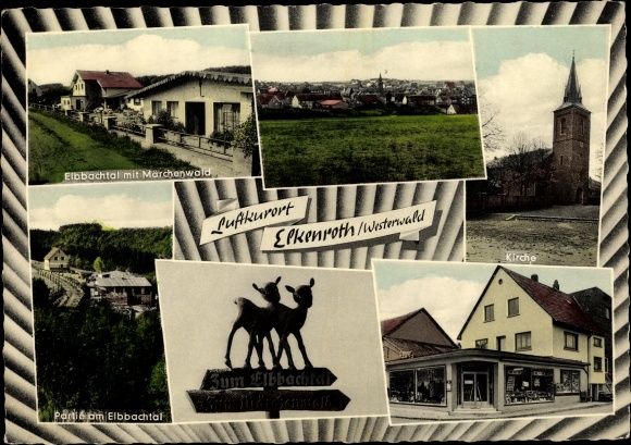 Postcard Elkenroth in the Westerwald, total, Elbbachtal, church, business