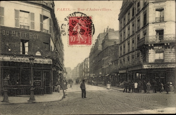 Ansichtkaart Parijs XIX, Rue d'Aubervilliers