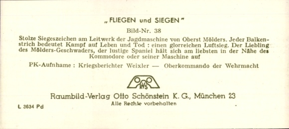 Stereo spatial image photo flying and winning No. 39, victory sign on the tail unit. Hunting machine v. Mölders