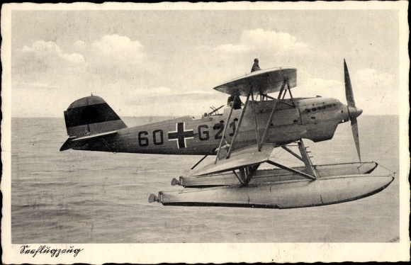 Postcard seaplane of the Luftwaffe, biplane, 60 G 21