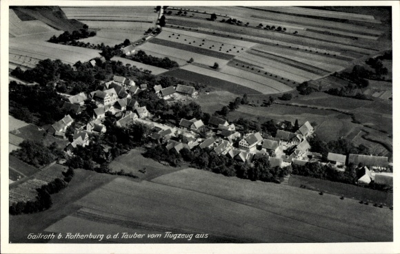 Ak Gailroth Schnelldorf in Mittelfranken, Luftaufnahme von Gailroth, ländliche Umgebung, Dörfer u