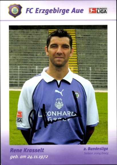 Autogrammkarte Fußballer Rene Krasselt, FC Erzgebirge Aue, Autogramm