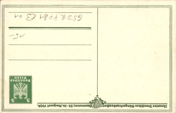 Postwaardestuklied Ak zingt spreuk, zanger Johannes Redlin, penningmeester van de Duitse Zangersvereniging