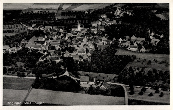 Postcard Ringingen Erbach in Württemberg, aerial photograph