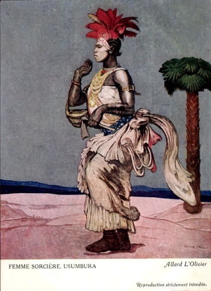 Künstler Ak L'Olivier, Allard, Femme sorcière, Usumbura, Zauberin, Schamanin