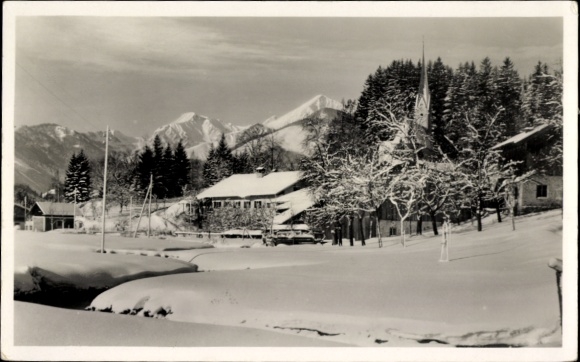 Postcard Unterwössen in Upper Bavaria, partial view, winter