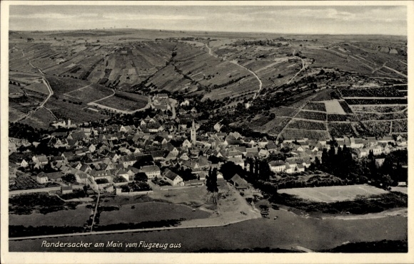 Postcard Randersacker am Main Lower Franconia, aerial photograph