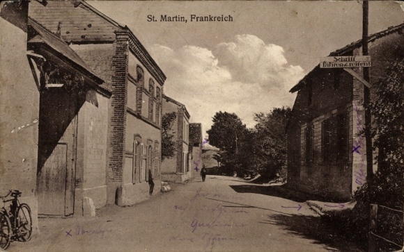 Ak St. Martin in Frankreich, Straßenpartie, Kriegsschauplatz 1. WK