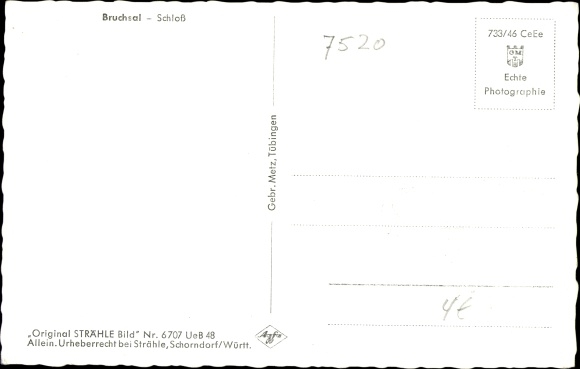 Postcard Bruchsal im Kraichgau, castle view