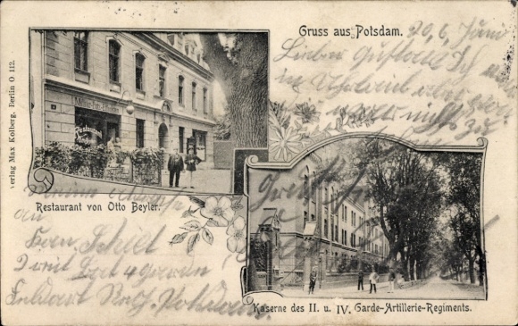 Ak Potsdam, Restaurant von Otto Beyler, Kaserne des II. u. IV. Garde-Artillerie-Regiments