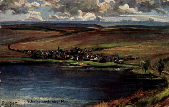 Artist Postcard Rurger, Schalkenmehren in the Eifel, Schalkenmehrener Maar