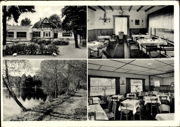 Ansichtkaart Holm Seppensen Buchholz in de Nordheide, Gasthaus W. Henk, vijver