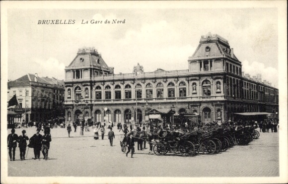Postcard Brussels, La Gare du Nord, North Station, carriages