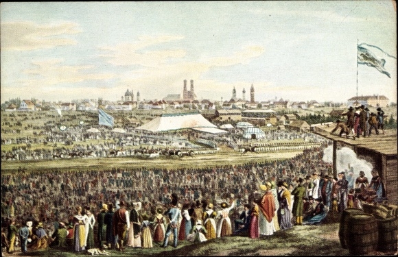 Artist PC Adam, H., Munich, Anniversary Oktoberfest 1910, Oktoberfest in 1821