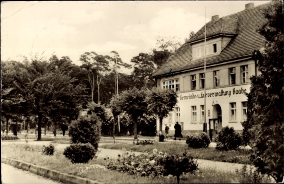 Postcard Baabe Rügen, post office, municipal and spa administration, Strandstraße