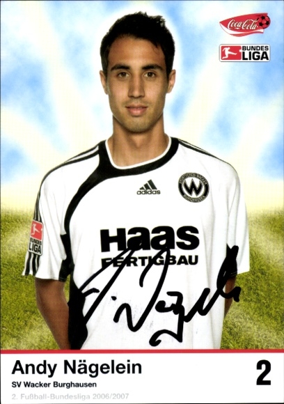 Autogrammkarte Fußballer Andy Nägelein, SV Wacker Burghausen, Autogramm
