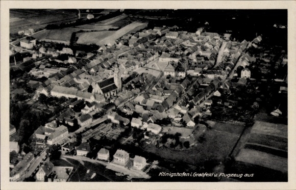 Postcard Bad Königshofen im Grabfeld Unterfranken, aerial photograph
