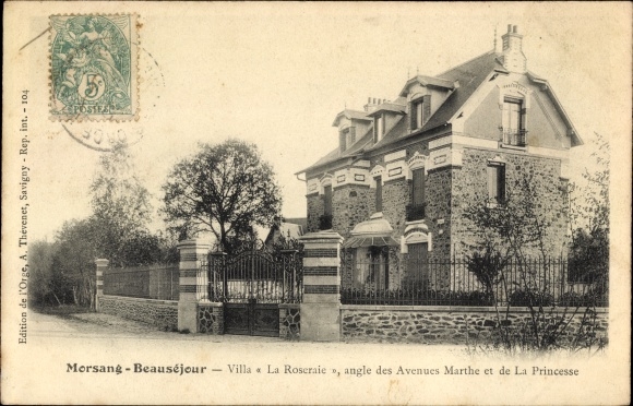 Ak Morsang Beausejour Essonne, Villa La Roseraie, angle des Avenues Marthe et de la Princesse