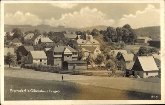 Ansichtkaart Wernsdorf Pockau in het Erzgebirge Saksen, totaaloverzicht