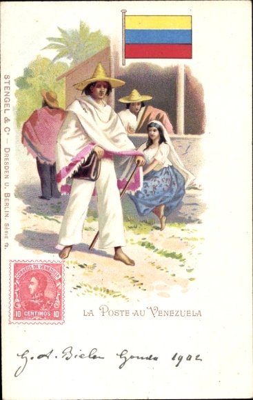 Stamps Chromo-Litho The post office in Venezuela, postman