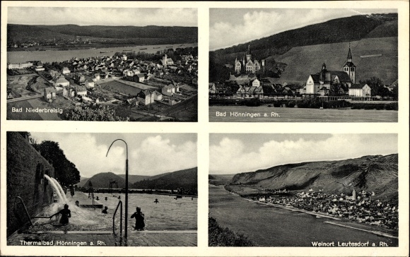Postcard Bad Hönningen am Rhein, Bad Niederbreisig, Themalbad Hönningen, Weinortleutersdorf a. Rh