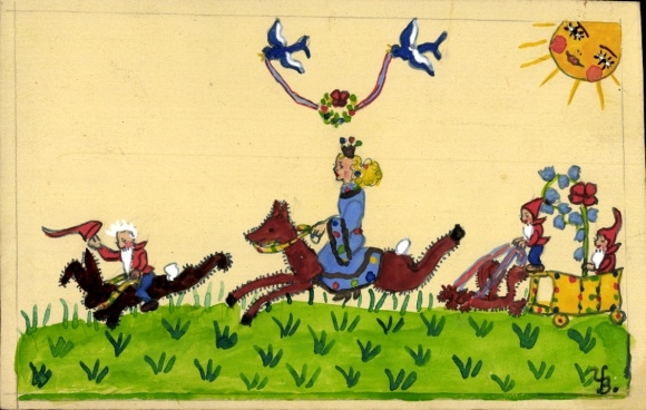 Hand-painted PC fairytale princess, dwarves